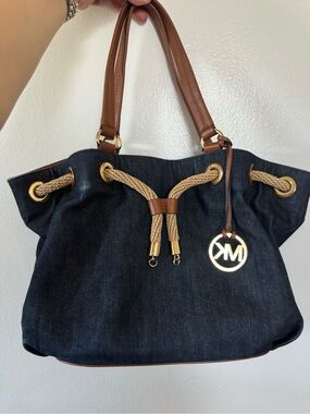 Michael Kors Denim Bag with brow and gold accents